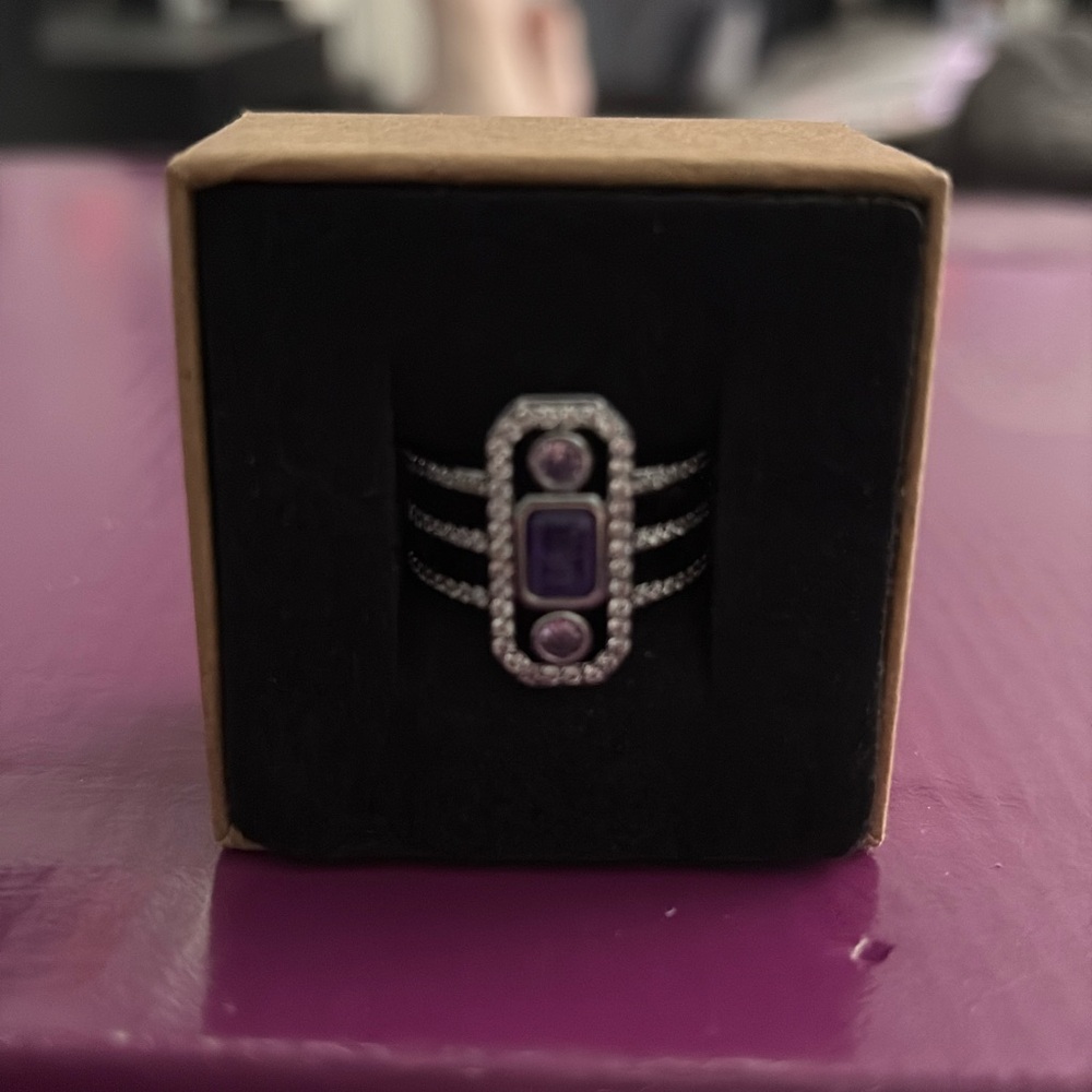 BP OG Purple Gemstone on hematite Triple-Band Ring